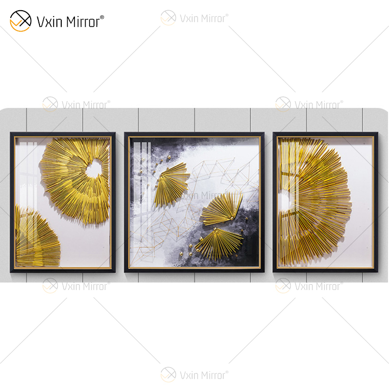 O mais novo WXPA-19 Metal Wall Art Decor Peças de Decoração para Casa Luxo Sala de Estar Emoldurado 3d Abstrato para Casa Conjunto para Venda