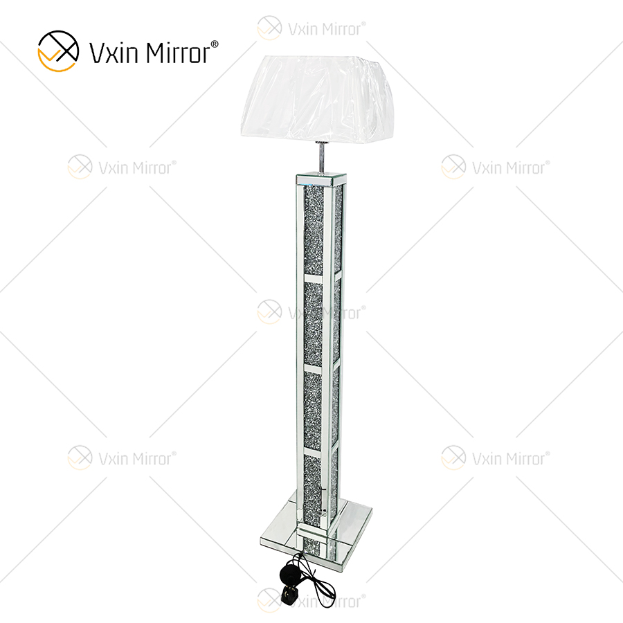 WXFL-032 Sala de Estar Luxo Prata Moderno Esmagado Dia Mond Lâmpada Espelho Lâmpada Espelho