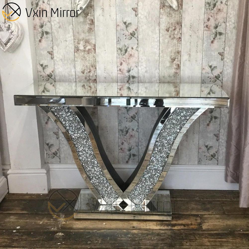 VXin Miorror WXWF-515 Preço Justo Elegante Estilo Francês Barato Demilune Mesa Console Espelhada Barato
