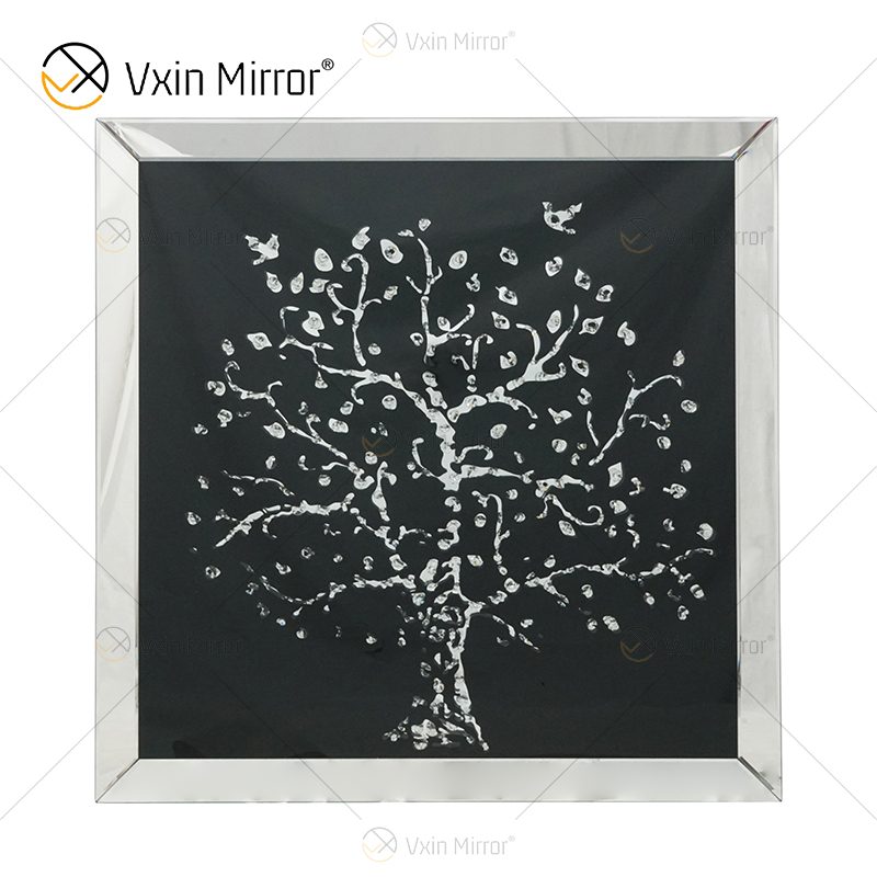 Nevina Decoração de Parede Cristal Macieira Moldura Espelhada Espelho Biselado Moldura de Arte de Parede Cristal Forma Retangular para Sala de Estar