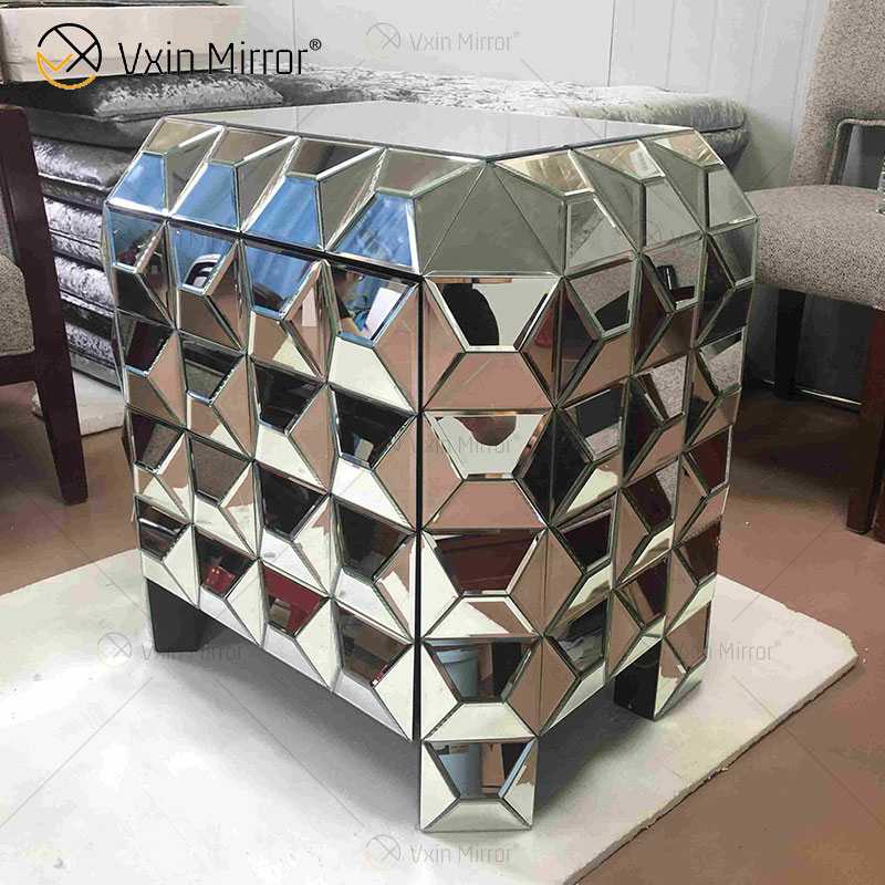 Novo design para decoração de casa sofás mesa final prata móveis espelho mesa de cabeceira WXWF-1026