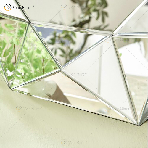 Espelho VXin WXM-1719 Moden Prata Vidro 3D Decorativo Espelho de Parede Decoração de Casa para Sala de Estar Quarto