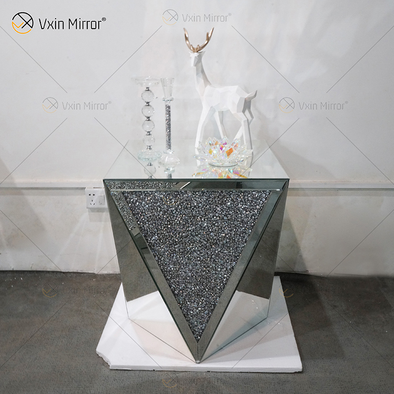 WXF-711-2 Estilo único diferente design moderno mesa de centro espelhada de vidro e mesa lateral