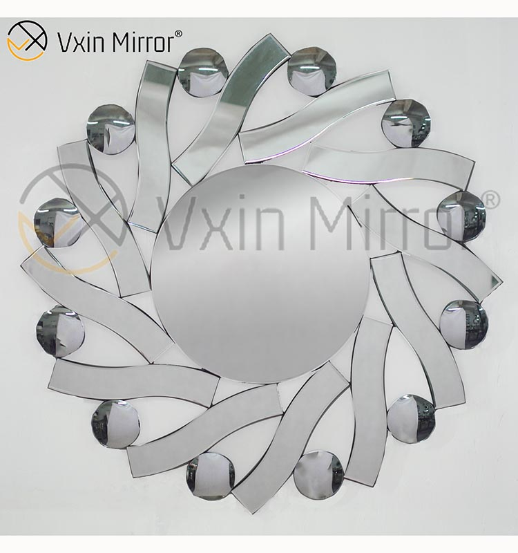 3D Elegante Vxin Moderno WXM-1016 Prata Redondo Espelho Fantasia Arte de Parede