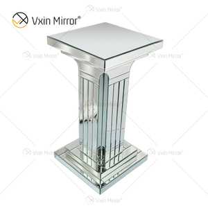 Espelho Vxin WXF-010 Marrom e Prata Pilar Romano Mesa Lateral Espelhada