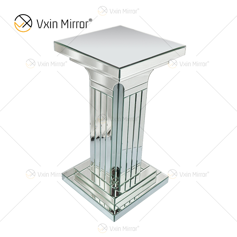 Espelho Vxin WXF-010 Marrom e Prata Pilar Romano Mesa Lateral Espelhada