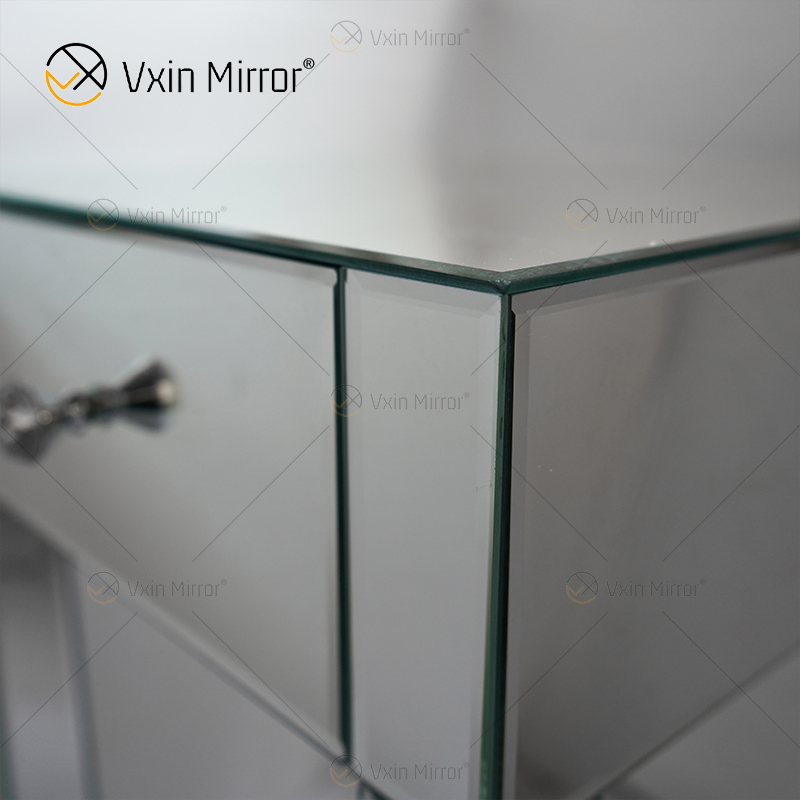 Mesa de cabeceira de cristal com 1 gavetas Móveis de Prata WXF-046 Moderna WXF-046 Mesa de Cabeceira Espelhada