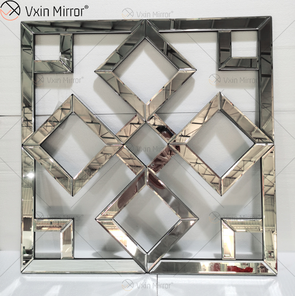 Espelho decorativo de parede espelhado quadrado com borda chanfrada espelhos modernos e elegantes montados na parede WXM-1580
