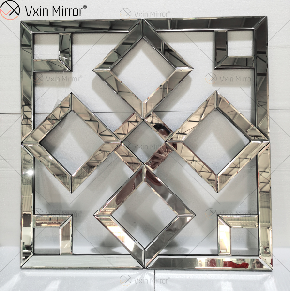 Espelho decorativo de parede espelhado quadrado com borda chanfrada espelhos modernos e elegantes montados na parede WXM-1580