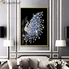 Exibição de moldura de alumínio de luxo, cristal de pavão, pintura de porcelana, fundo, sofá, parede, pintura, decoração, sala de estar