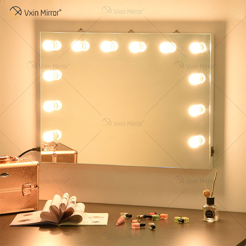Estilos de curativos venezianos VXin WXDL-107 Sparkle Silver Hollywood Mirror Switch Control com lâmpadas de 3 cores