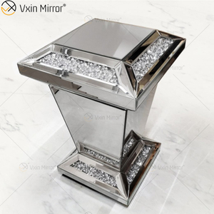 Espelho Vxin WXF-725 Moderno Retângulo Diamante Espelhado Mesa Lateral Espelho 3D Mesa Lateral para Sala de Estar