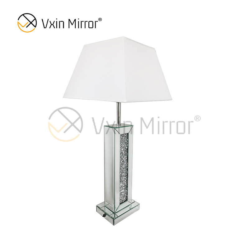 China fornece WXTL-006 moderno quarto prata com abajur de espelho esmagado com abajur