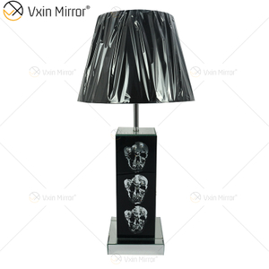 Vxin Supply Estilo Gótico WXTL-79 Prata Preto Caveira Espelho Lâmpada de Mesa com Abajur para Hotel