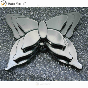Moderno Duas Cores Prata Marrom Espelhado Borboleta 3d Espelho Arte de Parede Decoração de Casa Moldura de Parede em Móveis de Sala de Estar WXM-1097