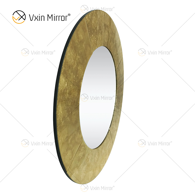 Fornecimento de hotel Espanha Design WXM-2497 Espelho de parede de luxo redondo folha dourada