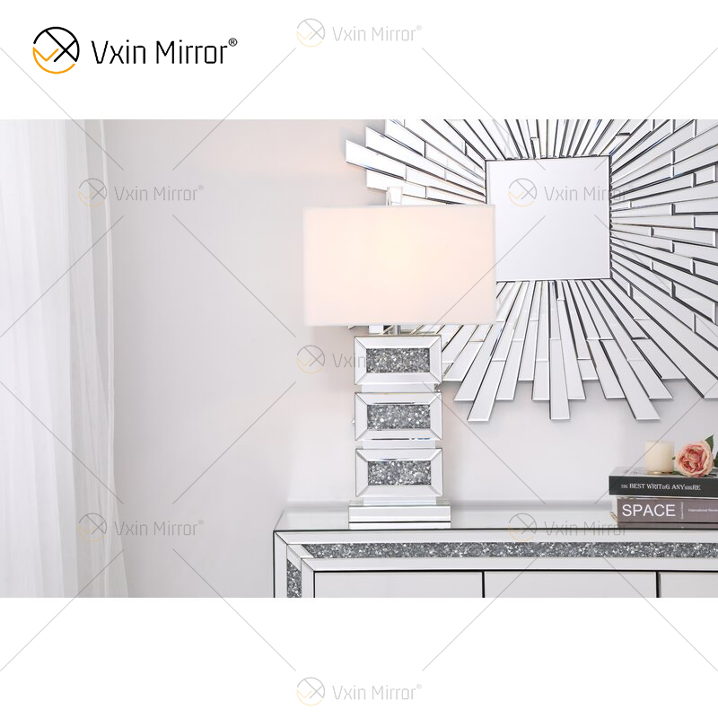 Fornecimento de fábrica WXTL-141 Moderno Cristal Prata Acrílico LED Lâmpada Espelho de Mesa para Luz Quente