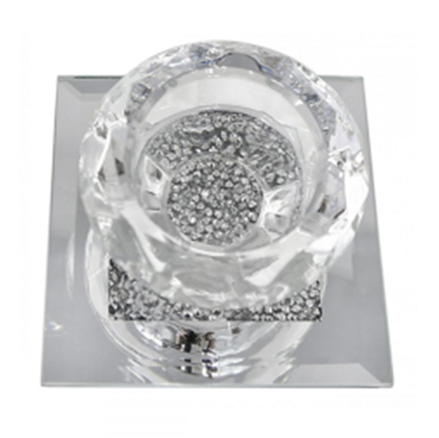 Porta-velas com nome personalizável moderno e elegante WXCH-002 em vidro prateado com diamante esmagado