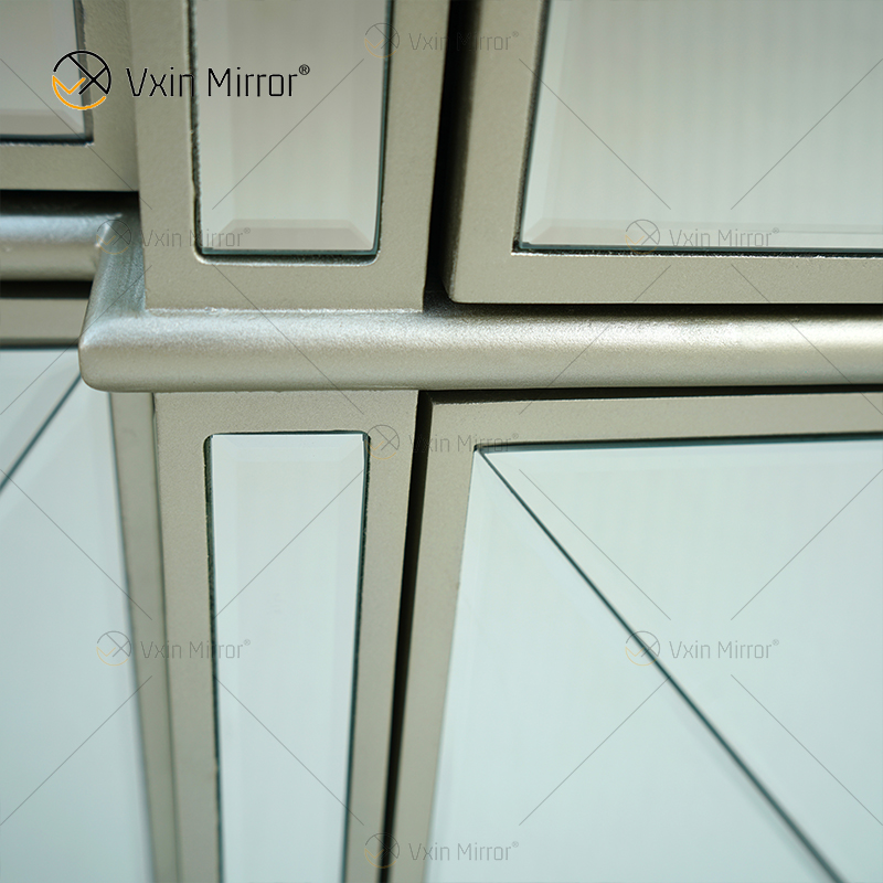 Luxo WXF-027 Prata Champanhe Decoração de Casa Armário Espelhado com Gavetas Muti