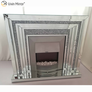 Decoração de casa moderna sala de estar espelho lareira faísca diamante esmagamento móveis espelhados lareira elétrica WXWF-044