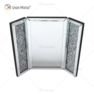 Novo Design WXM-1790-1 Decoração de Parede Prata Mesa de Diamante Triturado Coluna Espelhada