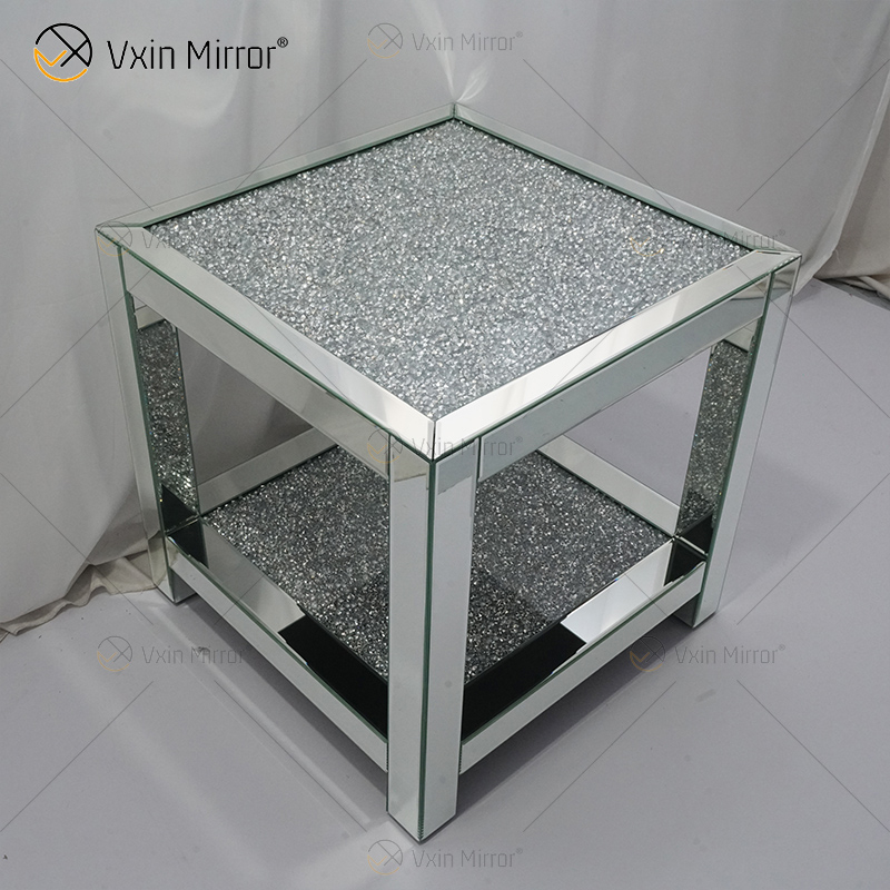 Móveis Espelhados Vxin WXF-117-4 Moderno Elegante Diamante Triturado Mesa Final