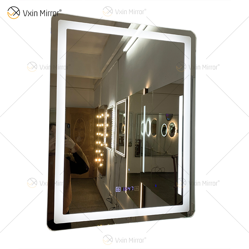 WXDL-111 LED 3 cores Luz Touch Screen Desembaçando 5mm Display Tempo Temperatura Espelho Proteção Ambiental