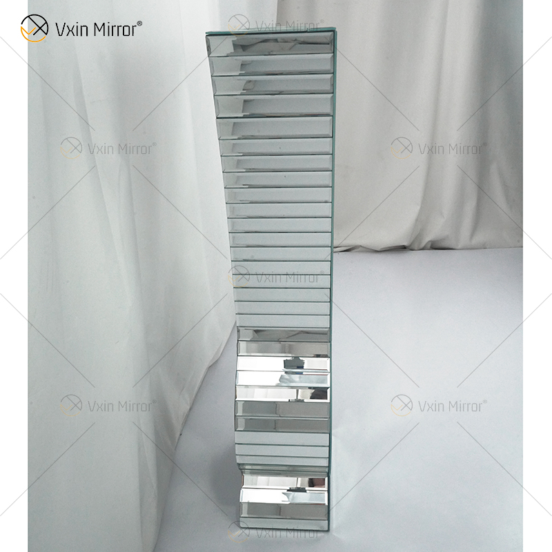 WXMV-004-1 Home Hotel Decoração Interior Prata Triturado Diamante Espelhado Vaso de Espelho Grande Seguidor