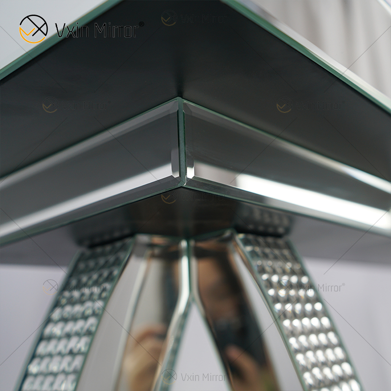 Mesa de console de vidro espelhado única e moderna, mesa de destaque para sala de estar, hall de entrada, decoração de casa WXF-294