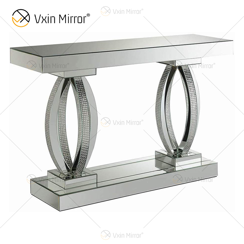 Mesa de console de vidro espelhado única e moderna, mesa de destaque para sala de estar, hall de entrada, decoração de casa WXF-294
