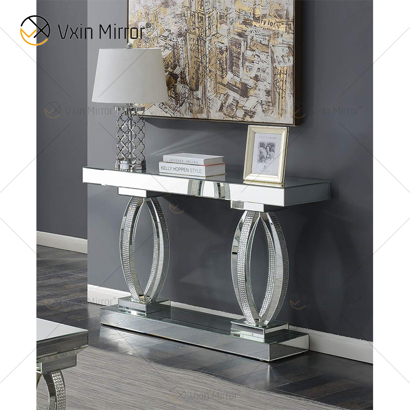Mesa de console de vidro espelhado única e moderna, mesa de destaque para sala de estar, hall de entrada, decoração de casa WXF-294