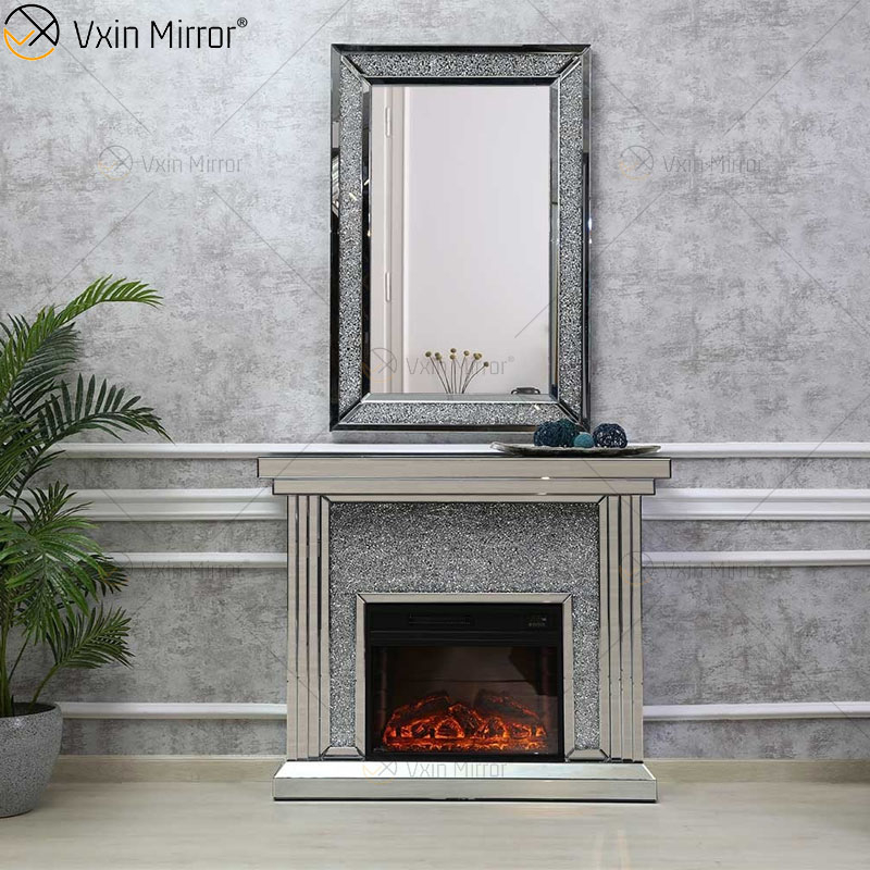 Decoração para casa WXWF-1104 Lareira moderna com diamante esmagado