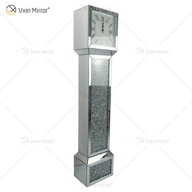 Relógio Espelhado WXMC-053 Elegante Diamante Prata Esmagado Relógio Avô