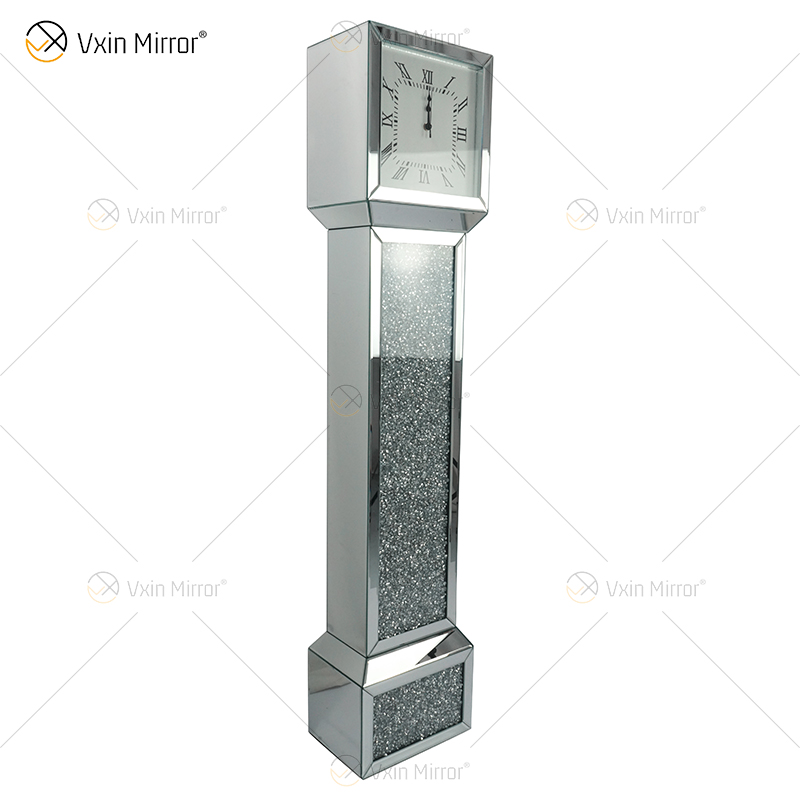 Relógio Espelhado WXMC-053 Elegante Diamante Prata Esmagado Relógio Avô