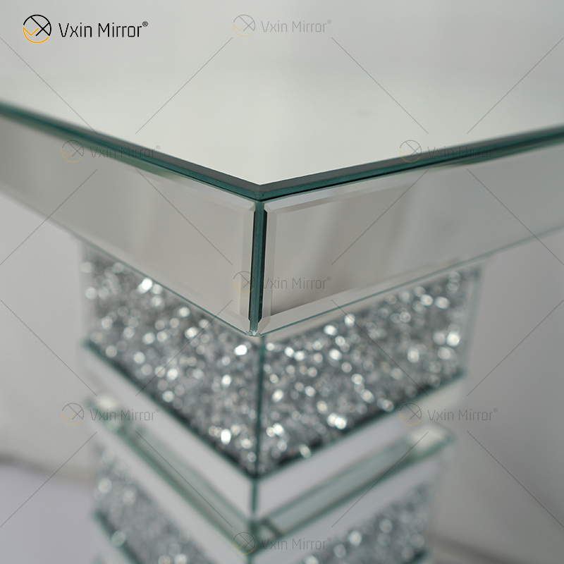 Mesa Lateral Vxin Elegant WXF-135 Decoração de Casa Diamante Triturado Espelho Prata Móveis Mesa Lateral