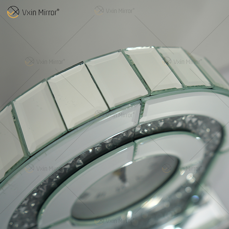 Novo design de fábrica WXMC-056 diamante britado espelho prata relógio de mesa retangular