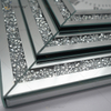 Venda imperdível relógio espelhado WXMC-078 diamante esmagado prata decoração de parede elegante relógio quadrado
