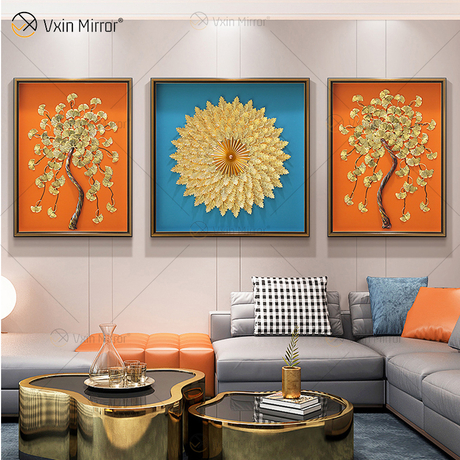 O mais novo Vxin WXPA-25 3D Abstract Wall Art Metal Wall Art Decoração Home Decoração Sala de estar emoldurada para casa Set para venda