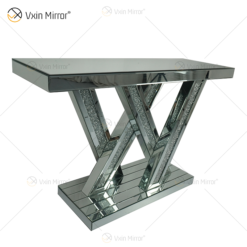 Venda Direta da Fábrica WXWF-513 Diamond Crush Espelho Mesa Console Cristal Móveis para Casa Mesa Console Vidro