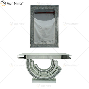 Mesa de console espelhada 3C diamante brilhante de fábrica original com espelho para móveis de sala de estar