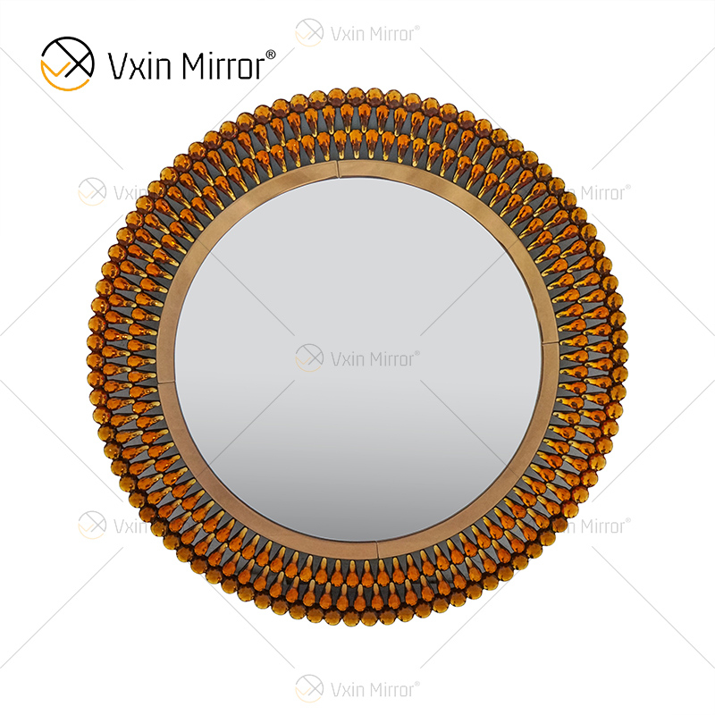 Espelho de parede de vidro marrom com decoração veneziana WXM-1112 em forma de pagode