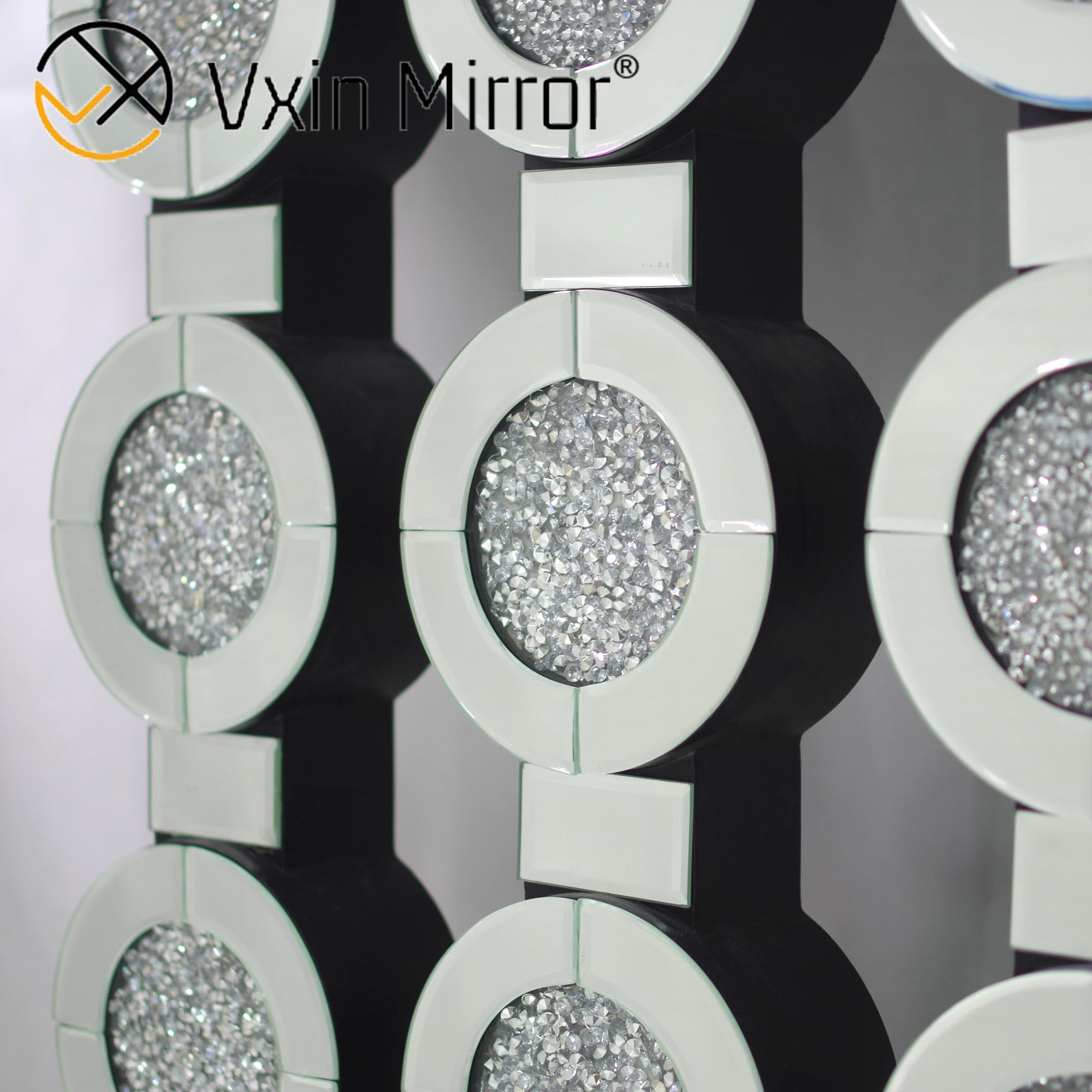 Espelho Vxin WXF-008 Bom Fornecedor Fábrica Moderno Luxo Vidro Curvo Madeira Esculpida Mesa Console Embutida em Osso