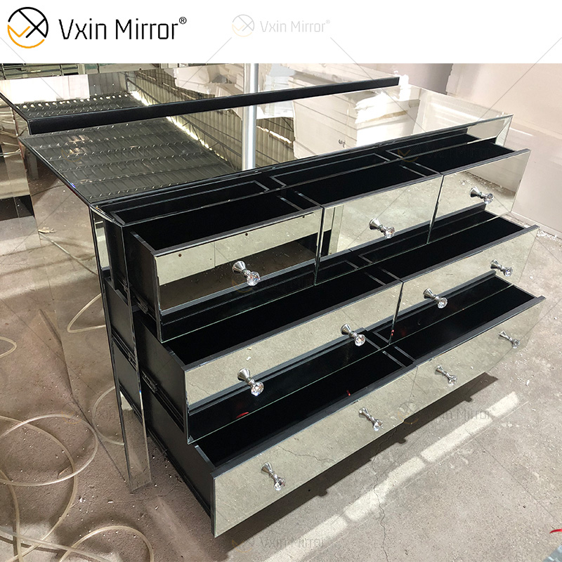 Armário Estilo Clássico WXF-817 Prata Moderno Muti Gavetas Armário Espelhado Personalizar Tamanho