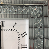 Relógio espelhado moderno barato WXMC-003 prata decorativo diamante esmagado relógio de parede espelho