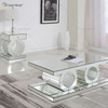 Mesa de centro de vidro simples e moderna Vxin 3D com geometria espelhada mesa de centro prateada coberta para sala de estar