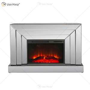 Lareira de espelho de vidro simples WXWF-1100 de venda imperdível com inserção de madeira de simulação interna para sala de estar