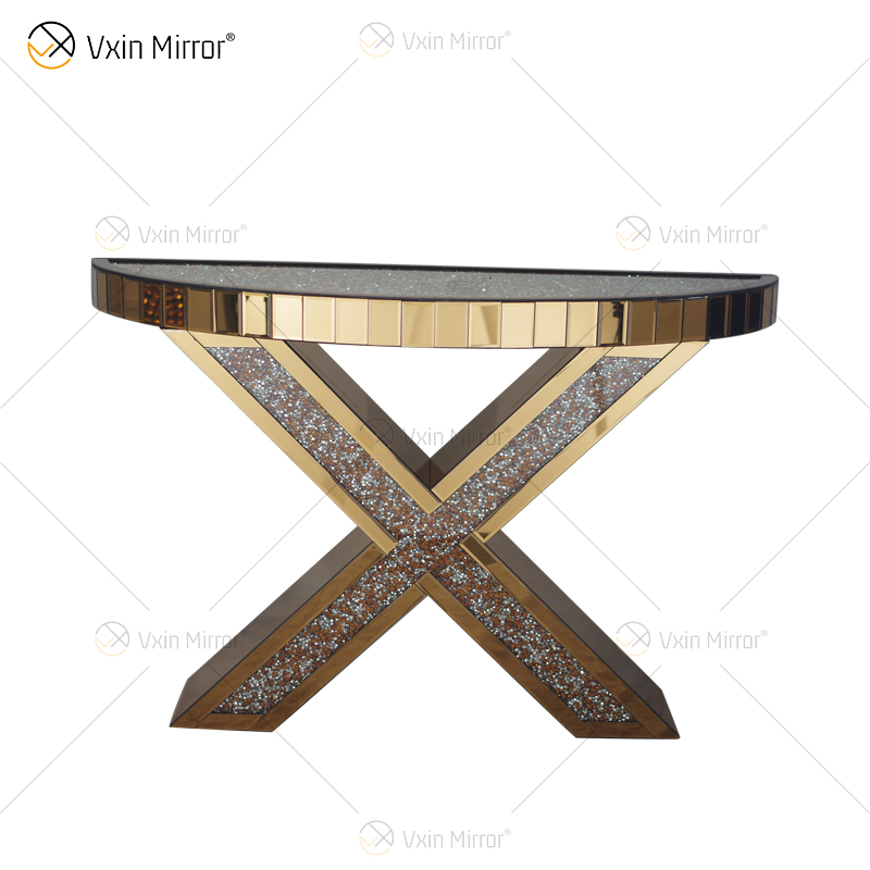 Atacado Móveis para Casa Mesa Console Com Espelho Moderno Cristal Esmagado Diamante Mesas Console