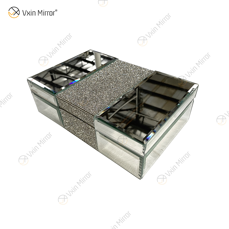Espelho Vxin WXJB-002 Prata Elegante Vidro Cristal Espelho Caixa de Jóias Espelho Caixa de Lenços