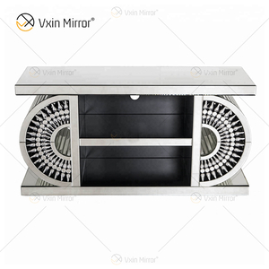 Fornecimento de fábrica WXF-1523 Novo Móveis de Vidro Moderno Cristal Prata Armário TV Suportes