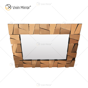 Fornecimento de fábrica WXM-1064 Decoração de parede de vidro marrom espelho de parede de luxo